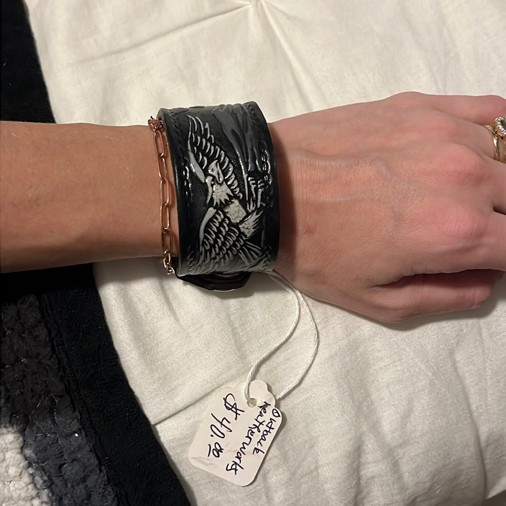 Real Leather bracelet with eagle and rabbit